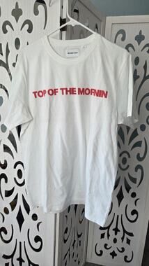 Melrose Place Top of the Morning Lets Get this Shit Graphic White Mens XL NWT
